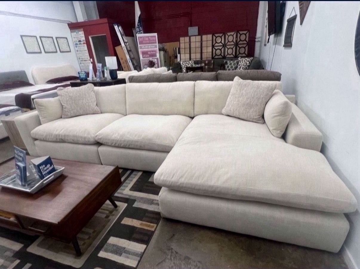 Super Plush 140” Feather Cloud Sectional Sofa Couch