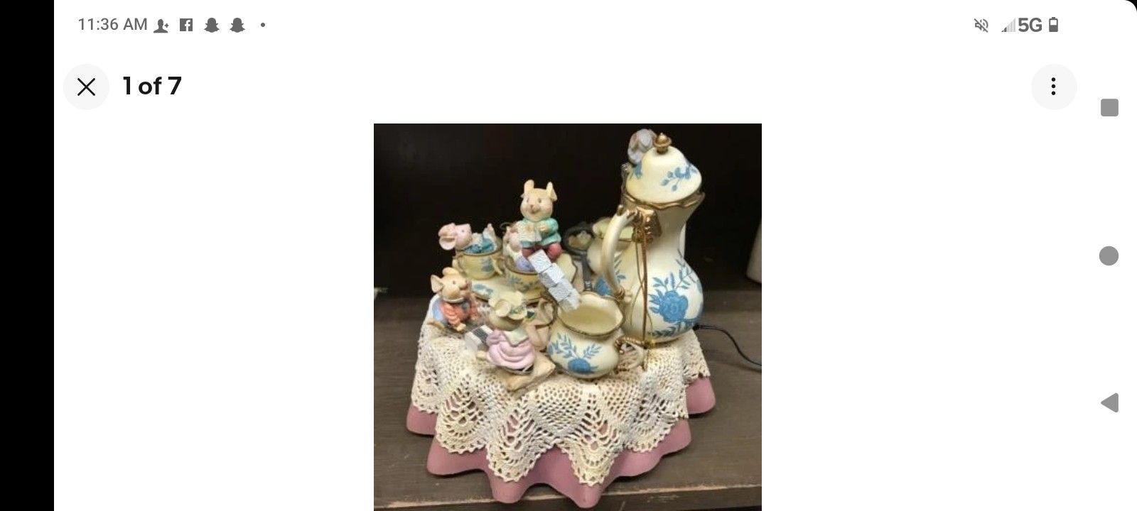 Music Box Mouse Tea Party Figurine Toy Collectible