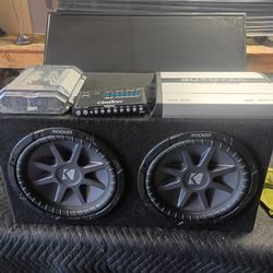 12 inch kickers subwoofer double coil capacitor Clarion equalizer 4 channel amplifier for more information message me hablo Espanol