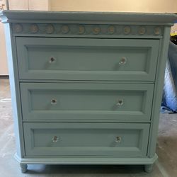 Antique dresser, Teal with Faux Crystal knob’s 