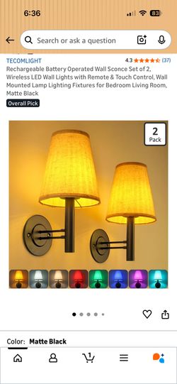 2-Pack Rechargeable Battery Operated Wall Sconce 