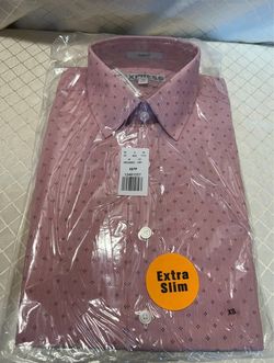Express Button Up Shirt Mens XS 13-13.5 Pink Geometric Slim Fit Long Sleeve NWT
