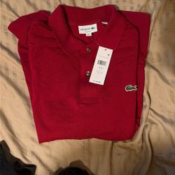 Men’s Lacoste Collared Polo Shirt Size XL Dark Red