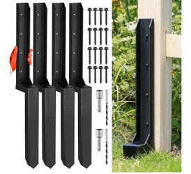 Fence Post Repair Kit, Heavy Duty One-Piece Steel Anchor & Stakes