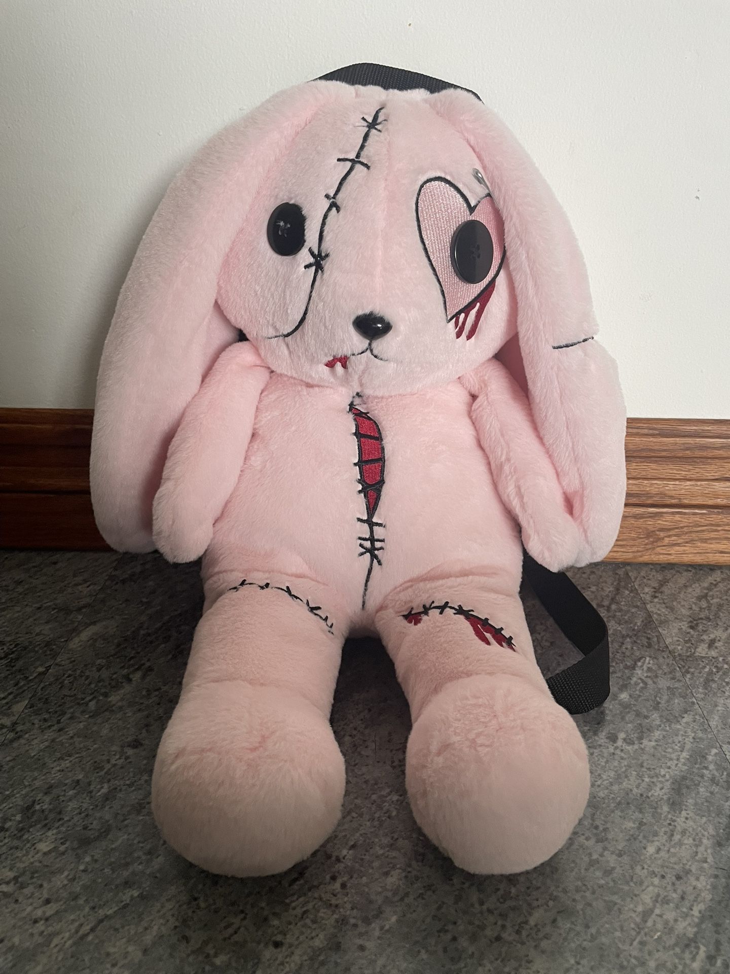 Pink Zombie Bunny Plush Mini Backpack