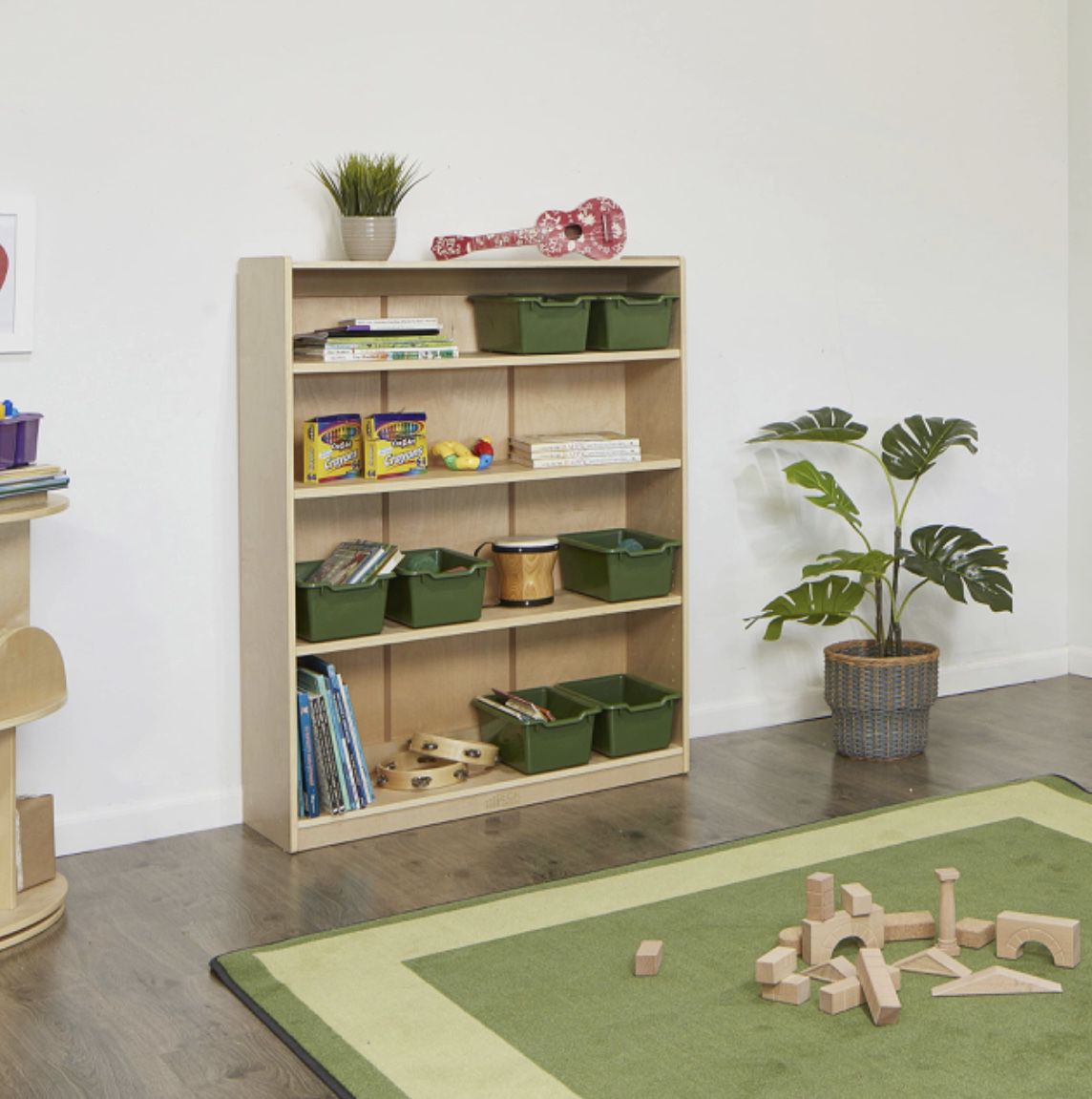 Birch Bookcase with Adjustable Shelves, Wood Book Shelf Organizer for Kids