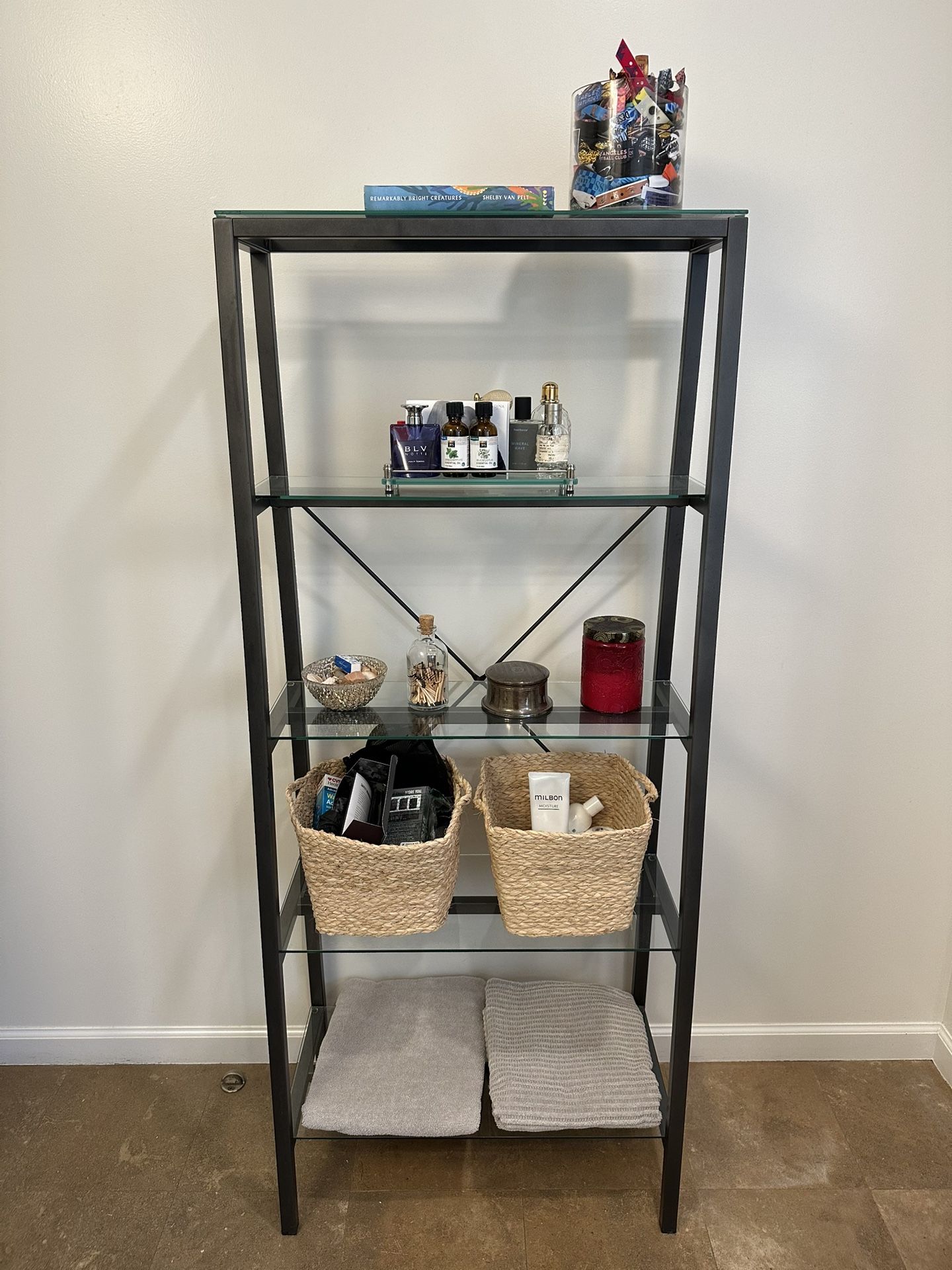 CB2 Hancock Bookcase With Glass Shelves