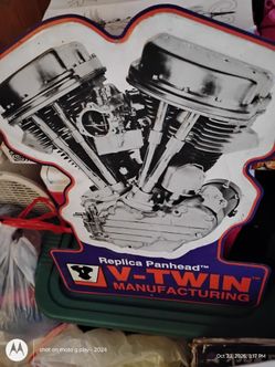 Harley Davidson v twin panhead vintage sign