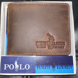 Brown Leather Polo Sport Ralph Lauren Men's Bifold Wallet NIB