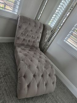Grey velvet chaise lounge