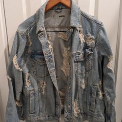 Topshop Moto Distressed Denim Jacket 