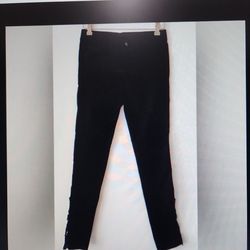 Amaryllis Women's Black Jeggings Pants With Lace Trim At Him. Size Large