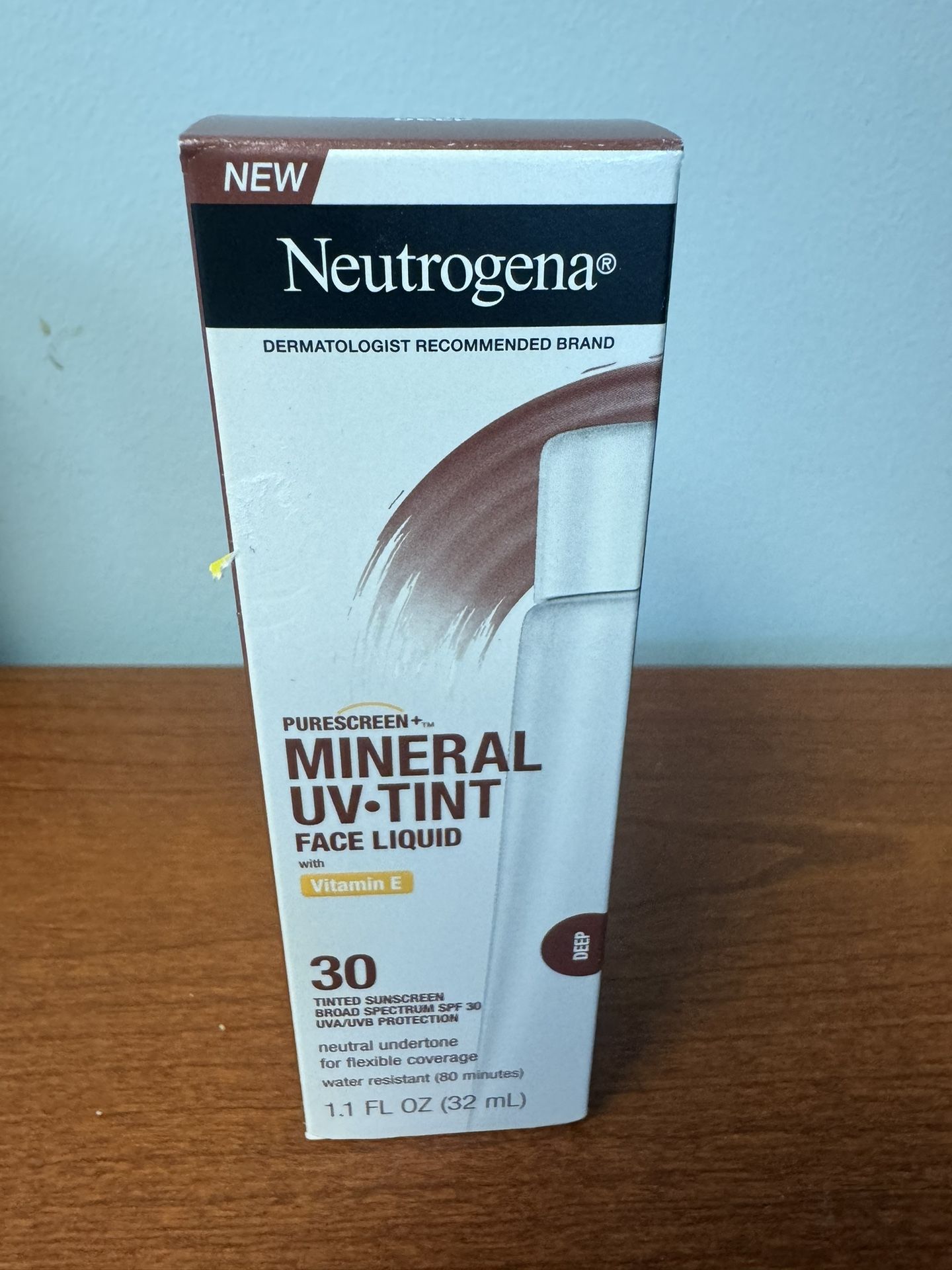 Neutrogena Purescreen+ Tinted Mineral Face Sunscreen, Deep, 1.1 fl oz