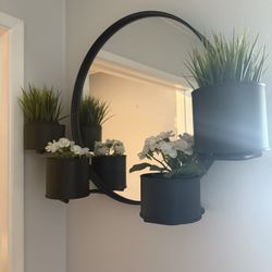 Hanging Mirror W/ Fake Plant