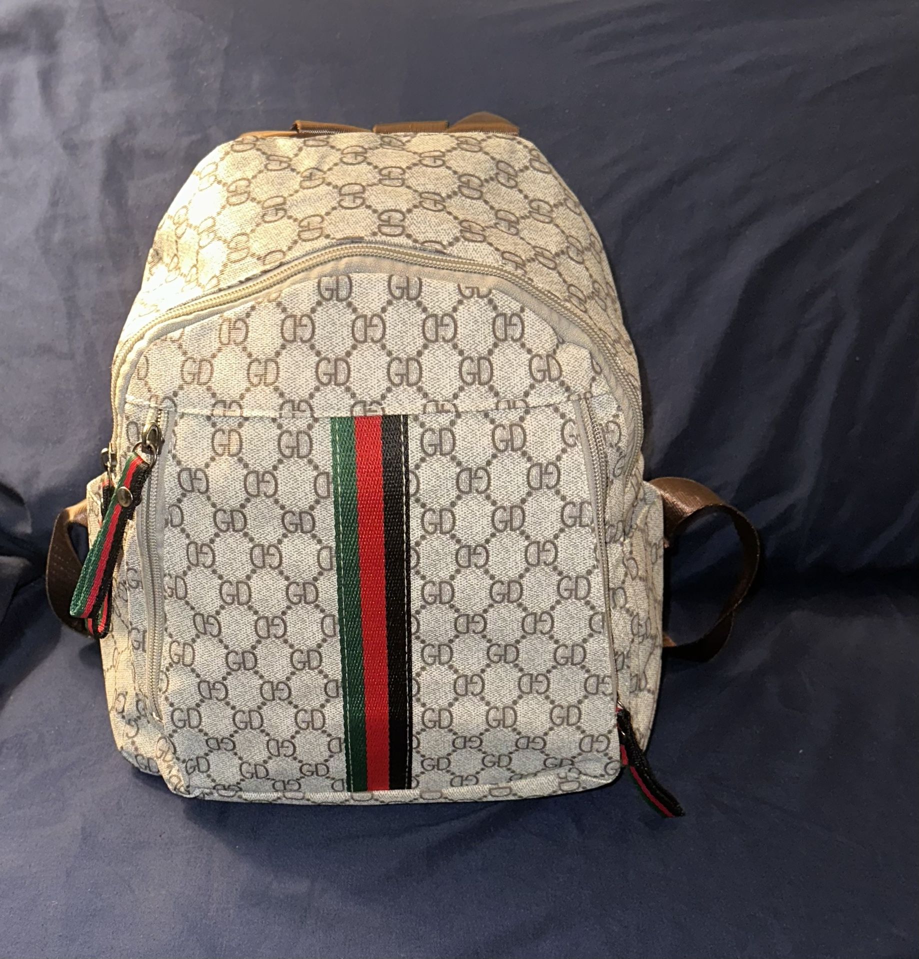 Navy Blue and Brown Backpack