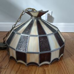 Vintage Stain Glass Chandelier 