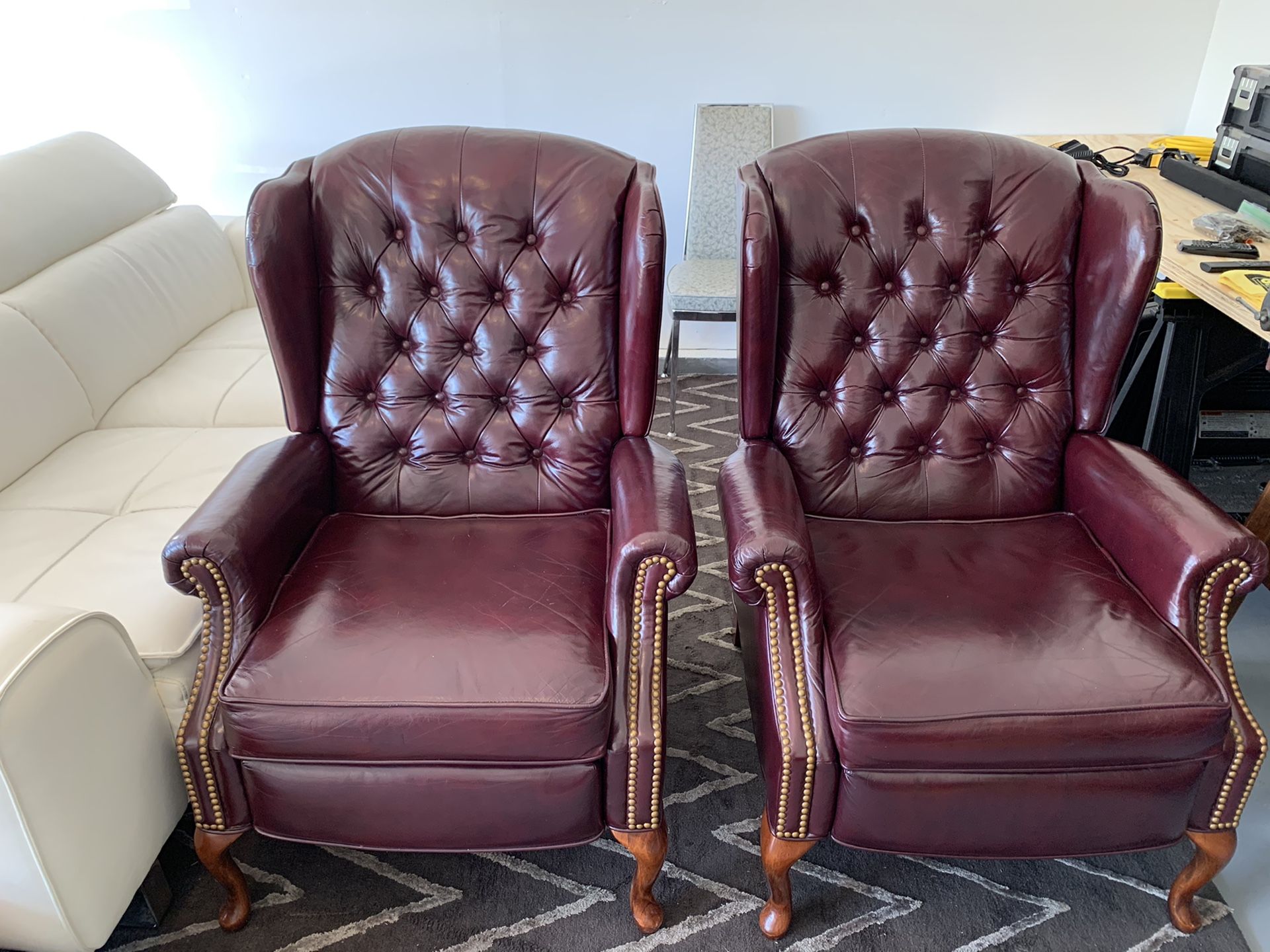 2-Leather Jefferson High Leg Recliners