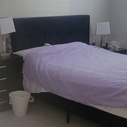 Fabric Queen Bed Headboard And Rails