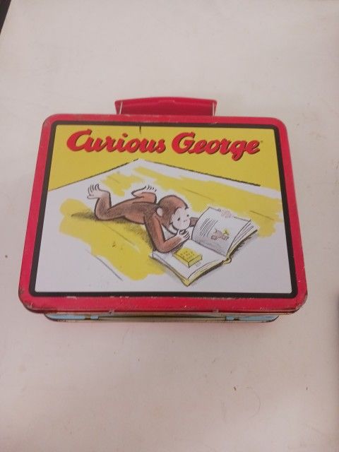 Vintage 1998 Curious George Reading Tin Lunch Box