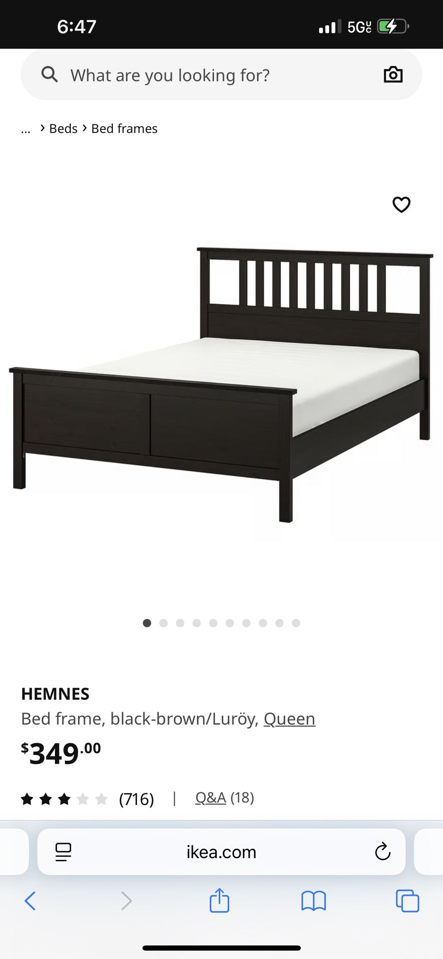 IKEA Hemnes Queen Bed Frame And Leesa Mattress