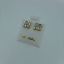 Squared 10k Diamond Earrings 