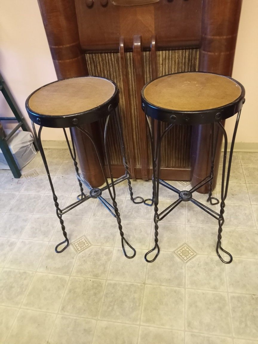 Pair Of Vintage Metal Bar Stools