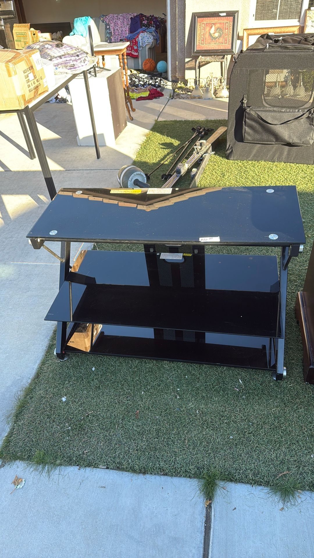 Black Glass TV Stand
