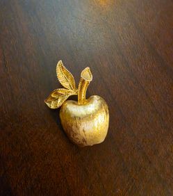 Gold Tone Apple Brooch Pin AVON