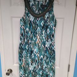 Connected Apparel Aztec Blue Dress - Size 14