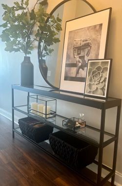 Black 3-Shelf Glass Console / Entryway Table