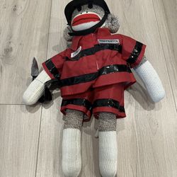 NWT 2013 Build A Bear Stuffed Sock Monkey Fireman Chief Bill Firefighter FD