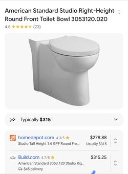 American Standard Studio Right-Height Round Front Toilet Bowl (contact info removed).020