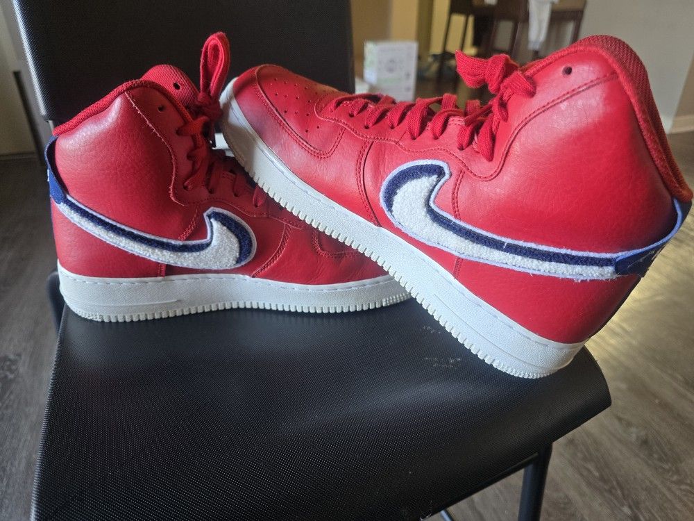 Nike Air Force 1 Sneakers High ’07 LV8 Men Sz 12 Gym Red White Blue 806403-603