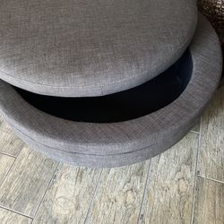 Round brown coffee Table With Storage
