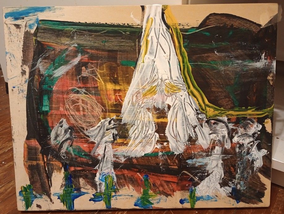 Abstract Painting Acrylic on Wood Panel *40.00* 14" x 11" Home Decor Artwork