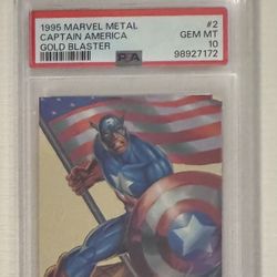 1995 Marvel Metal Captain America Gold Blaster PSA 10