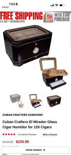 Cuban Crafters El Mirador Glass Cigar Humidor for 120 Cigars