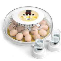 Egg Incubators,18 Eggs Incubator for Hatching Eggs with Auto Turn Eggs & Egg Candler and Auto Water Adding for Farm Hatching Chicken Quail Ducks