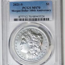2021-S Morgan Silver Dollar 100th Anniversary! TOP GRADE Mint State 70.