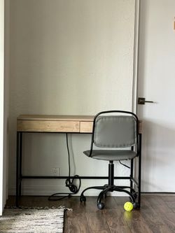Wood and Metal Desk with Drawers