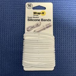 Wrap-It Storage Silicone Bands 16 Pack Reusable Cable Ties White