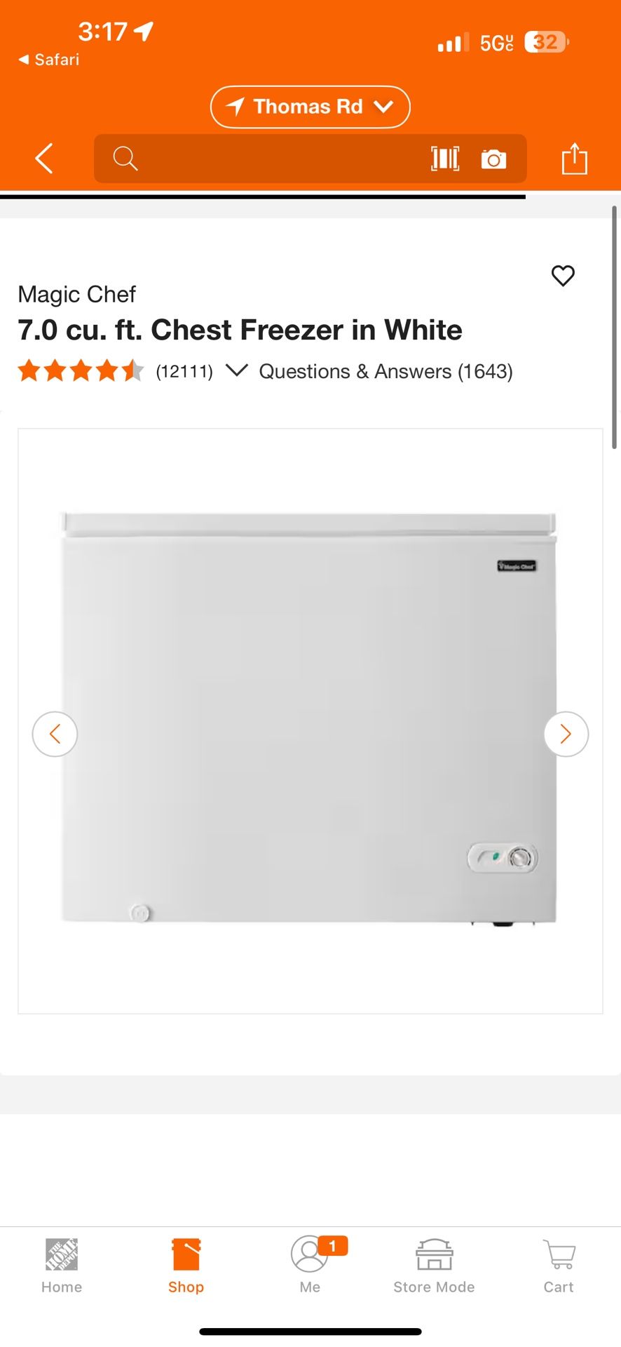 7.0 cu. ft. Chest Freezer in White