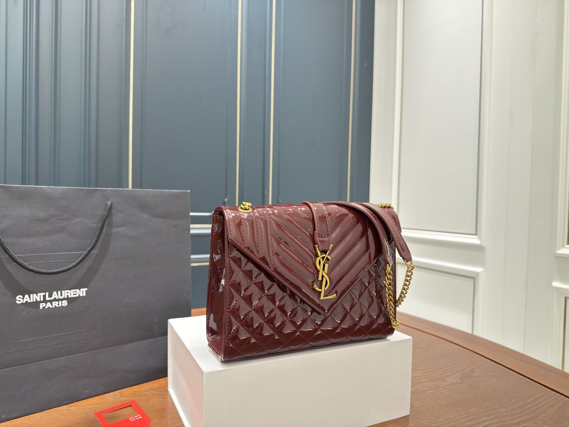 YSL Leather Envelope Bag Shoulder Bag 