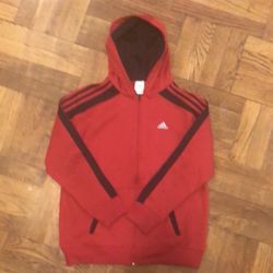 Red Zip Up Adidas Hoodie 