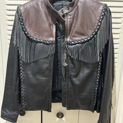 Leather Motorcycle Jacket With Fringe 