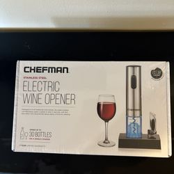 Chefman Stainless Steel Electric Wine Opener, a cordless device designed for effortless cork removal