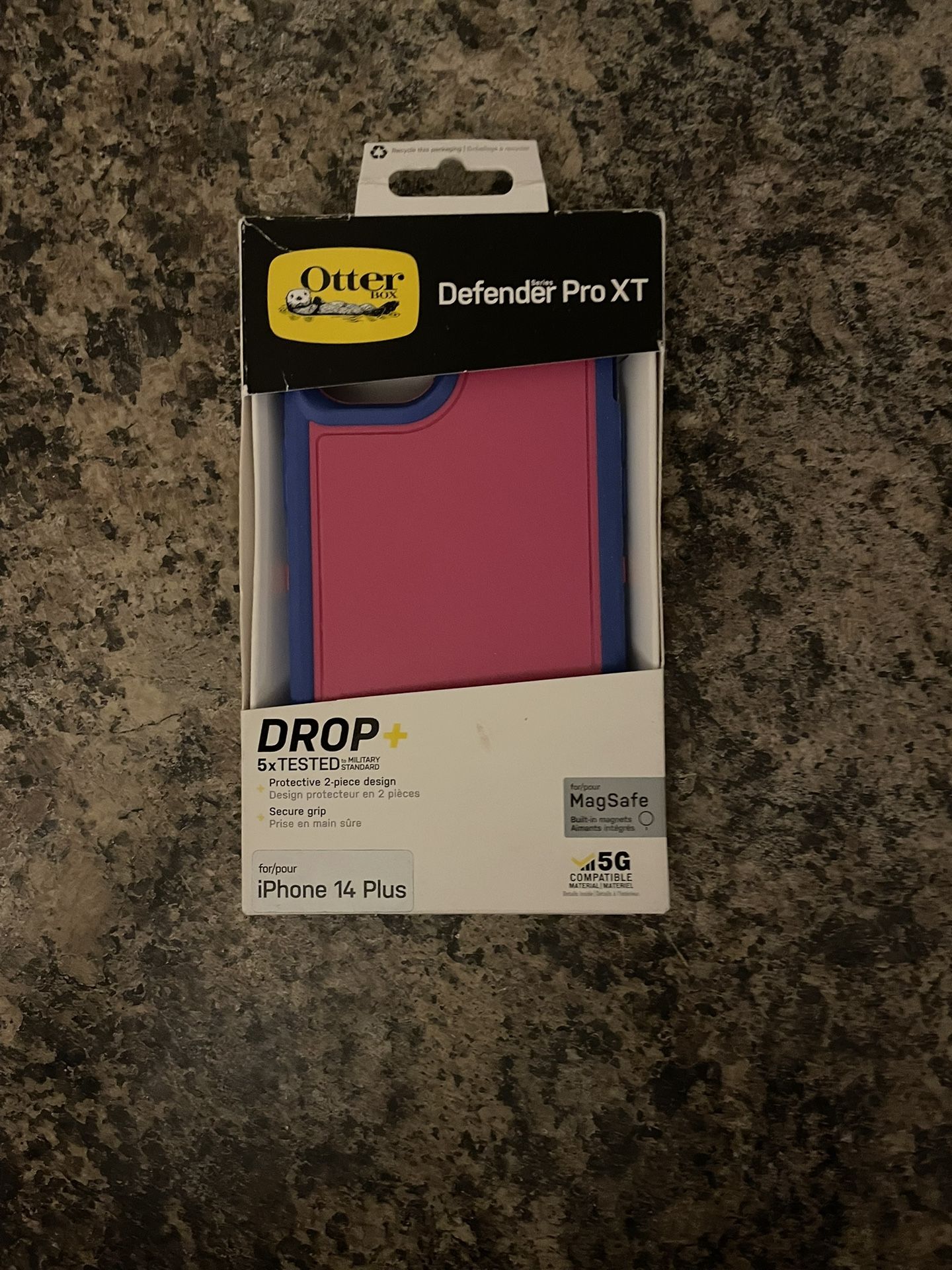 OtterBox Defender for iPhone 14 Plus, MagSafe, Blooming Lotus Pink