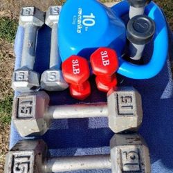 (YES STILL AVAILABLE) Dumbbells and Kettlebell 