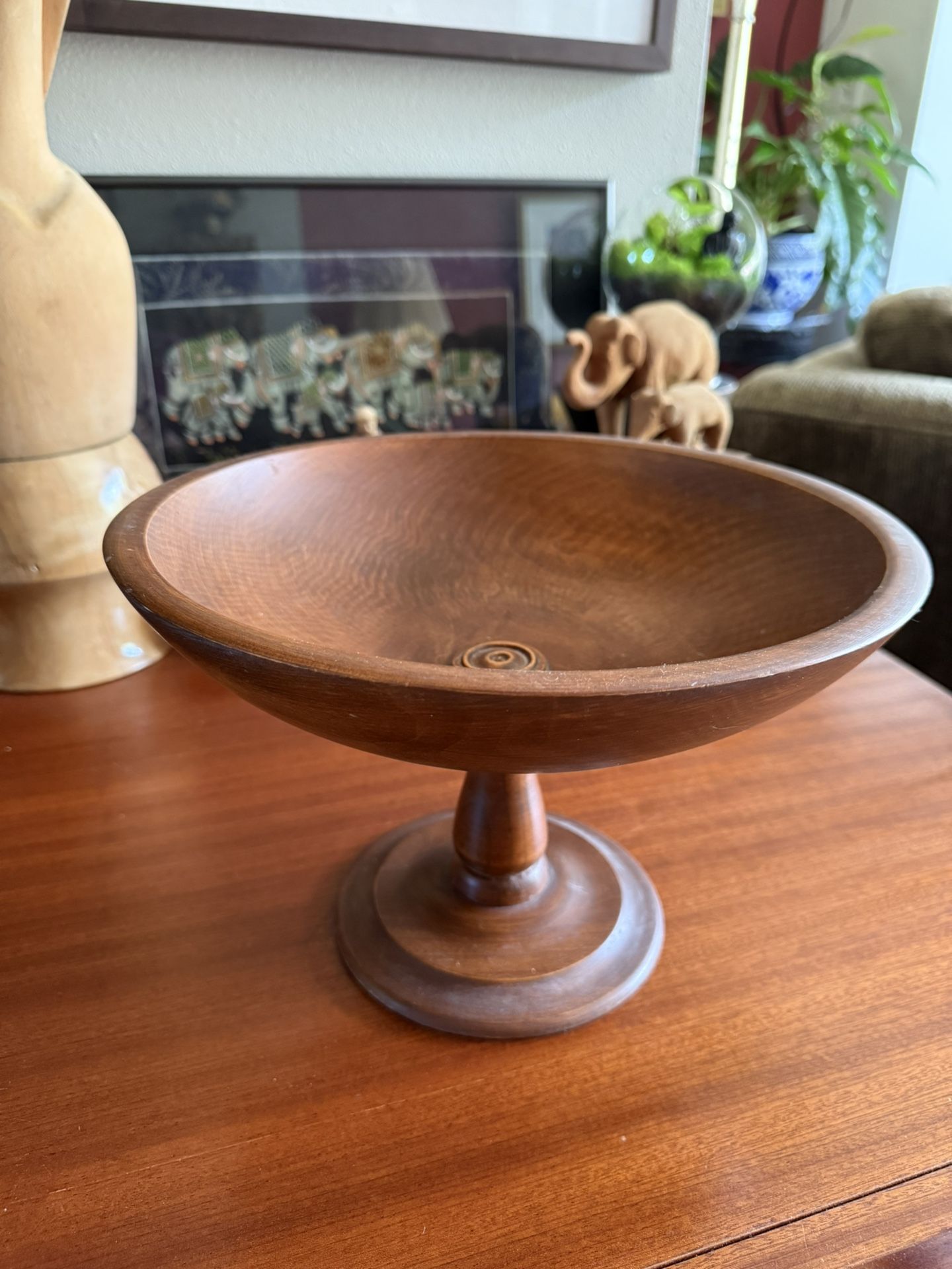 Vintage Walnut Pedestal Bowl