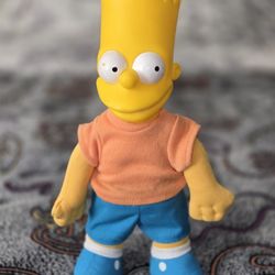 Bart Simpson Plush 9" Doll Vinyl The Simpsons Vintage 1990 Orange Shirt